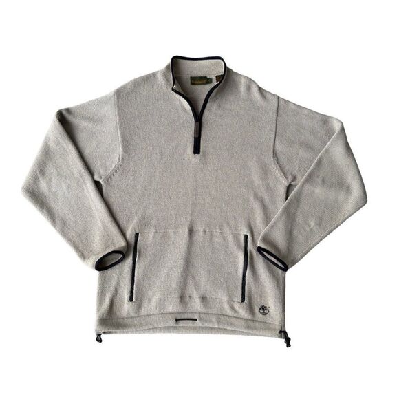 Timberland Vintage 90s Knitted Pullover with Pockets Sweater Beige / Black Men's - Picture 1 of 8